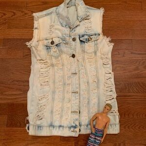 VIP JEANS SHREDDED DISTRESSED VEST GRUNGE EMO INDIE BAND ROCK FALL SCHOOL